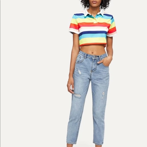 SHEIN Denim - Ripped Light Wash Mom Jeans High Waisted NWOT